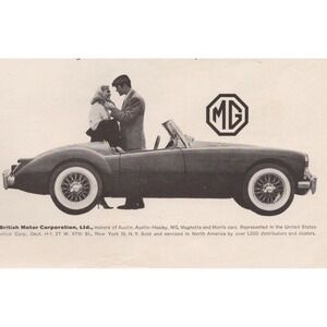 Vintage 1960 MG 1600 Sports Car Convertible Mid Century British Auto Print Ad